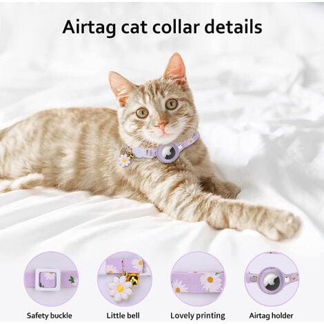 Pour Airtag GPS Cat Collar avec support réglable et cloche, compatible Apple  Airtag