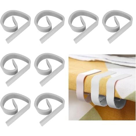 Pack de 12 Pinces pour maintenir les nappes, Fabriquées en plastique blanc, Clips fixe-nappe flexibles et solides