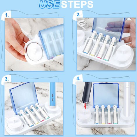 Support Pour Brosse à Dents Oral-B - Chargeur + 4 Têtes - Organisation Salle De Bain