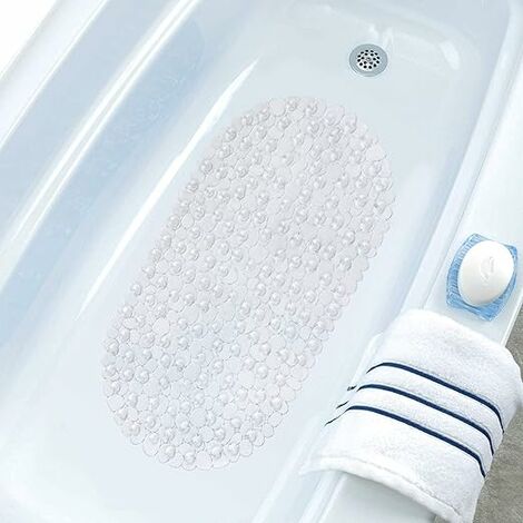 1pc Tapis de douche antidérapant rond, tapis de bain à forte aspiration  avec trous de drainage