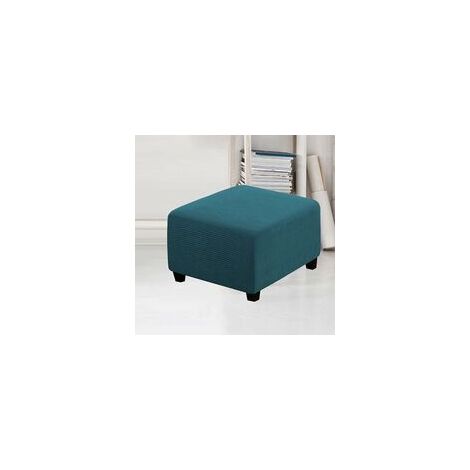 Housse Extensible En Velours Pour Repose-pieds/pouf Carré - Taille L (80-100 Cm) - Vert Foncé - Lavable En Machine - 12