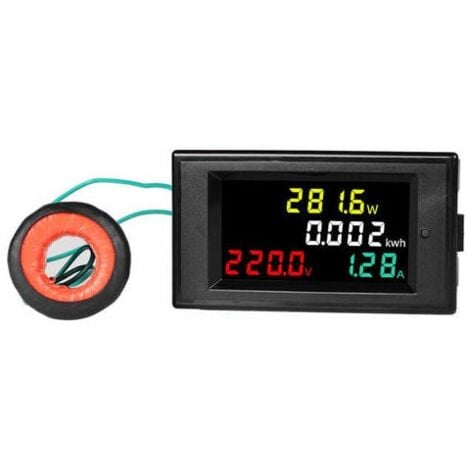 Voltmètre Ampèremètre numérique tension.Afficheur LCD AC ampèremètre,  80-300V Voltmètre Affichage 2 en1 Tension Ampérage
