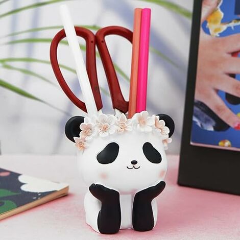 Porte - stylo panda en résine mignon, Panda Bamboo pencil Cup pot porte -  stylo conteneur boîte de