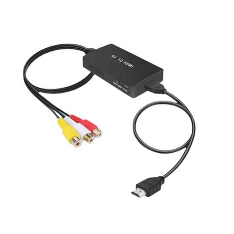 1 noir Adaptateur RCA vers HDMI, convertisseur AV vers HDMI, entrée RCA,  Sortie vidéo, Adaptateur Audio