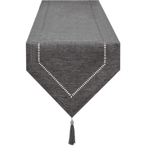 1pc Chemin de Table Lin Gris 32 x 180 cm, Chemin de Table de Haute Qualité, Chemin de Table Uni, Moderne, Facile d'entretien pour Table à Manger, Table Basse, Restaurant, Décoration