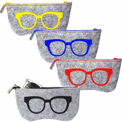 Lot de 4 étuis à lunettes souples sac en feutre étui à lunettes en feutre  avec