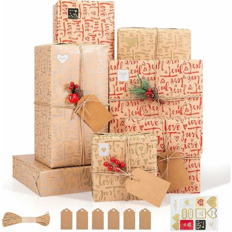Lot de 6 Feuilles de Papier D'Emballage Coeur D'Amour, Cadeau  D'Anniversaire de Mariage pour la Saint-Valentin, 70 Cm X 50 Cm