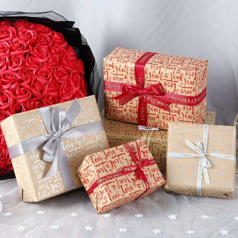Cadeau Feuilles de Papier D'Emballage Lot de 6, la Saint-Valentin