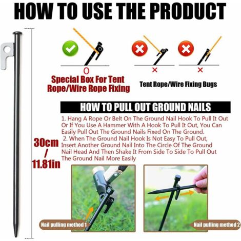 8 Piquets De Tente Burkfeeg En Acier - 21cm Pour Sol Dur Et Camping