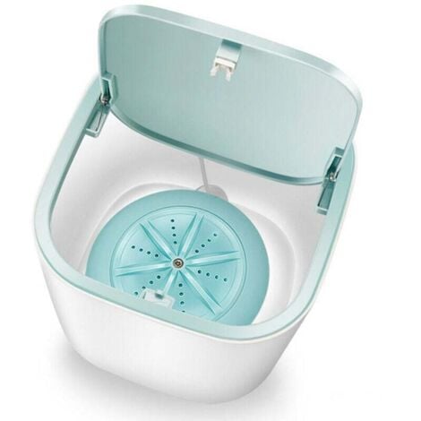bleu Mini Machine à Laver Laveuse de Baril de Linge Sous-Vêtements Chaussettes Laveuse Portable Personnel Rotatif Ultrasonique Turbine Rond Pratique pour Dortoir à Domicile