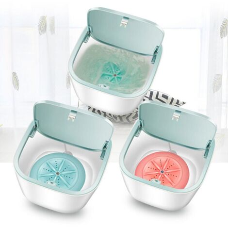 bleu Mini Machine à Laver Laveuse de Baril de Linge Sous-Vêtements Chaussettes Laveuse Portable Personnel Rotatif Ultrasonique Turbine Rond Pratique pour Dortoir à Domicile