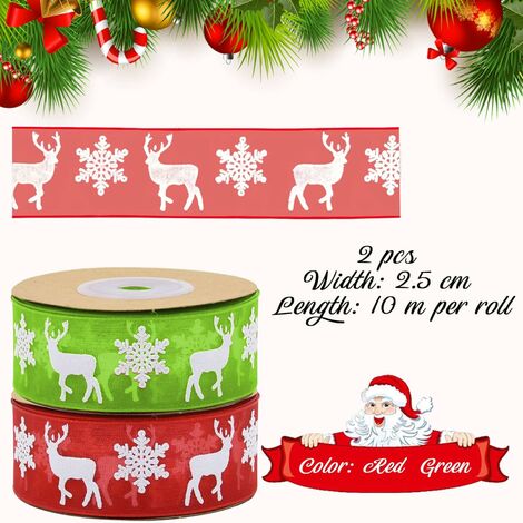 1 Rouleau, 10 M De Ruban De Noël En Organza Artisanal, Flocon De Neige,  Ruban Rouge