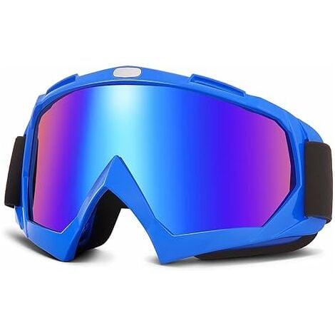 Lunettes de moto à verres bleus et bleus, lunettes de moto tout-terrain,  anti-UV400, lunettes de motocross, coupe-vent, anti-poussière, avec sangle  réglable, pour adultes, cyclisme, motocross