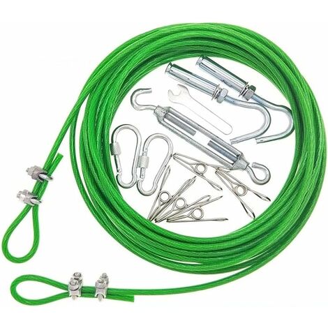 Kit de câble métallique, tendeur de câble en acier de jardin, kit