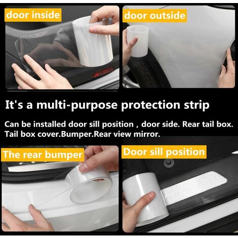 Bande De Protection Pare-Chocs Et Seuil Porte Voiture 5cm X 10M - Transparent Robuste Anti-Rayures