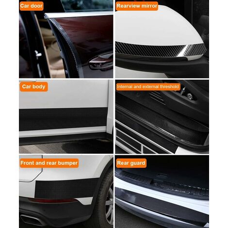 4pcs autocollant de protection de seuil de porte de voiture, protecteurs de  plaque de seuil de porte autocollant réfléchissant en fibre de carbone 4d  décoratif 