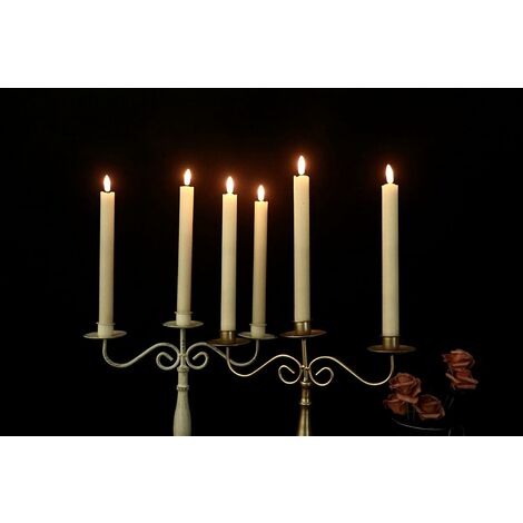 Lot de 6 coquilles beiges, bougies coniques courtes sans flamme de 16,5 cm,  avec télécommande à 10 boutons, alimentées par piles, bougies de fenêtre en  cire à mèche 3D pour décoration de Noël