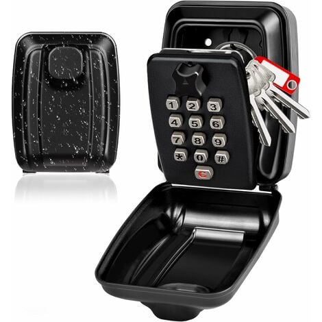 Coffre-fort à clés noir, boîtes à clés murales à combinaison de 12  chiffres, coffre-fort