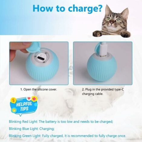 Balle interactive pour chat, jouets pour chat d'intérieur, rechargeable, jouets interactifs électriques balle de jouet pour chat, adaptée au jeu de chat chiot chaton