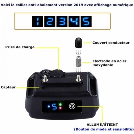 Collier anti-aboiements, version 2024, avec vibrations, sons et chocs électriques, collier de module de détection intelligent des aboiements pour grands, moyens et petits chiens