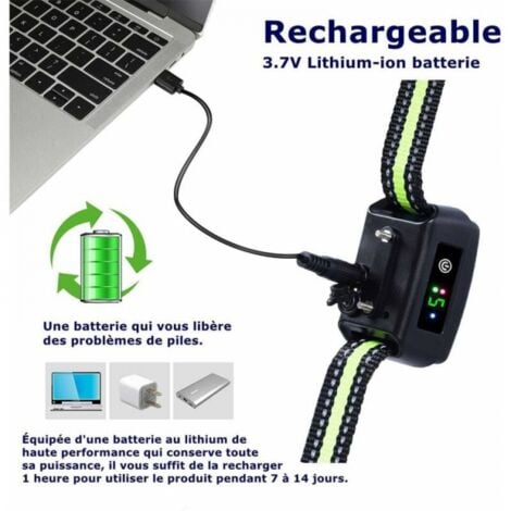 Collier anti-aboiements, version 2024, avec vibrations, sons et chocs électriques, collier de module de détection intelligent des aboiements pour grands, moyens et petits chiens