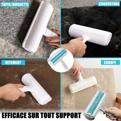 Brosse Anti Poils réutilisable – Brosse ramasse Poils Animaux – Economique – Ecologique – Facile à Utiliser – Permet de ramasser efficacement Les Poils de Vos Animaux de compagnies, Chiens, Chats