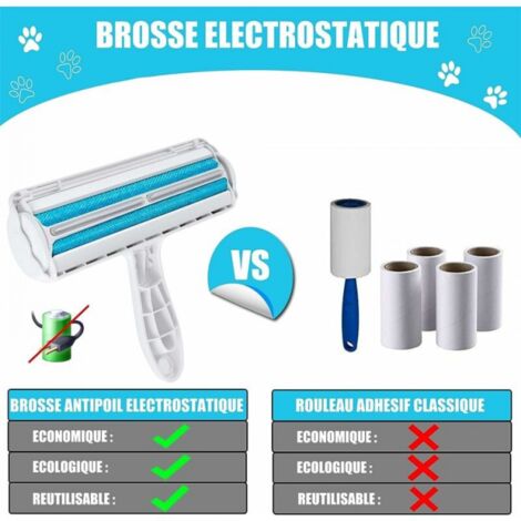 Brosse Anti Poils réutilisable – Brosse ramasse Poils Animaux – Economique – Ecologique – Facile à Utiliser – Permet de ramasser efficacement Les Poils de Vos Animaux de compagnies, Chiens, Chats