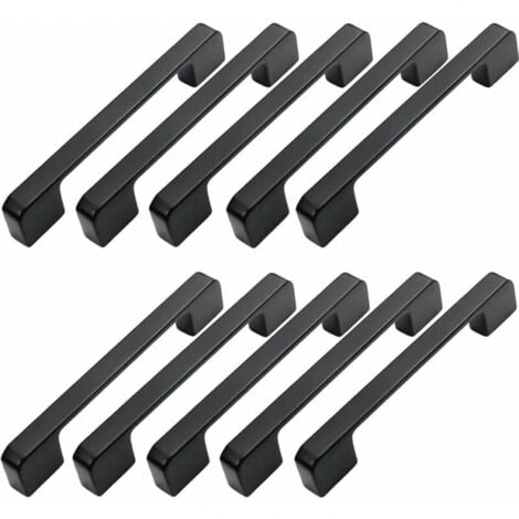 10pcs Poignée Meuble Entraxe 128mm-Poignée Porte Cuisine Noire Poignee Barre Meuble Poignee De Cuisine Noire 128mm