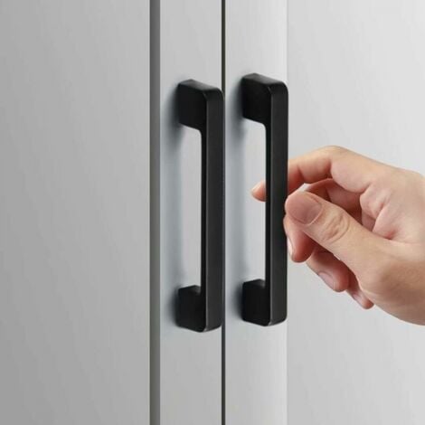10pcs Poignée Meuble Entraxe 128mm-Poignée Porte Cuisine Noire Poignee Barre Meuble Poignee De Cuisine Noire 128mm