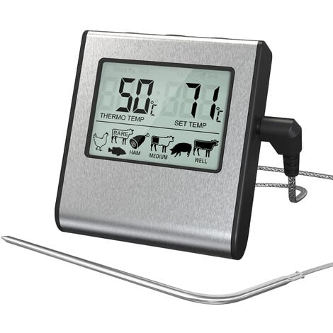 TP-16 Grand LCD Numérique Cuisson Alimentaire Viande Fumoir Four Cuisine  BBQ Grill Thermomètre Horloge Minuterie