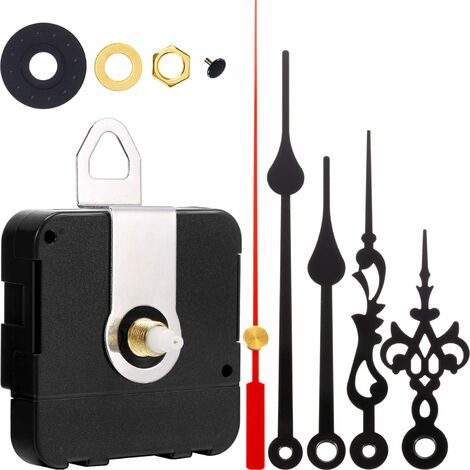 Lot 2 Mécanismes Horloge Murale Silencieux + 10 Aiguilles – Kit Complet Quartz DIY – Réparation & Création Horloges Personnalisées
