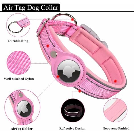FindMyPet Apple – Lot de 2 supports de collier AirTag pour chien et chat,  coque de protection en silicone de qualité supérieure pour traceur GPS  d'animaux de compagnie, rose foncé : 