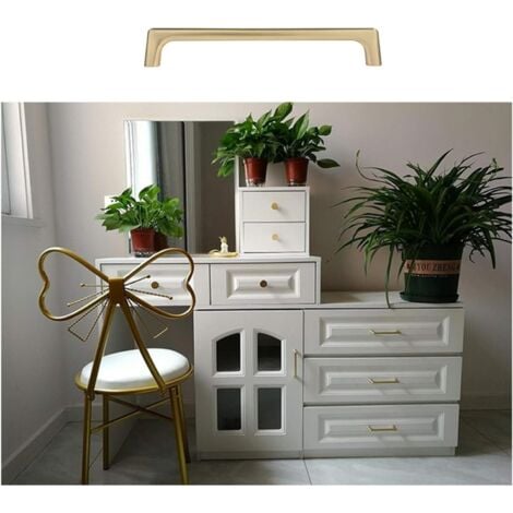 2 Pièces Poignées de Porte de Tiroir de Cuisine en Laiton Brossé, Poignee de Porte Meuble, Poignée de Tiroir Matériel Moderne pour Cuisine, Chambre, Armoire, Entraxe 160 mm
