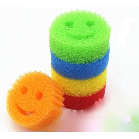 Color Eponge Smiley Anti-Rayures, Eponge Vaisselle Lavable