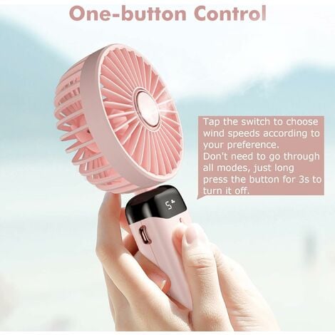 Rose - Ventilateur portable, mini ventilateur portable USB rechargeable, petit  ventilateur de poche à 5 vitesses avec