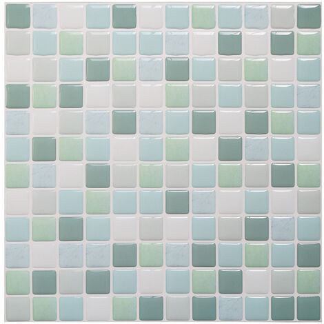 Crédence Adhésive 4 Carreaux Vert Foncé 30,5x30,5 Cm - Imitation Marbre 3D, étanche, Pour Cuisine & Salle De Bain
