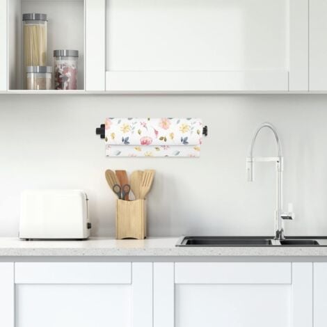 Support Porte Sopalin, Adhésif ou Perçage Porte Rouleau Papier Cuisine sous l'armoire, Acier Inoxydable Porte Essuie Tout pour Salle de Bain et de Cuisine, Noir
