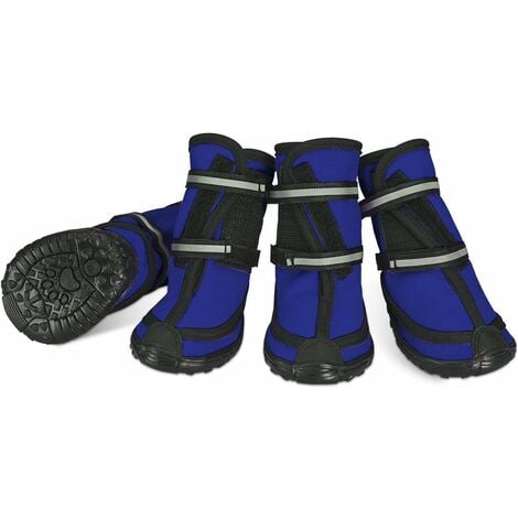 Bottes de Protection pour Chien Ensemble imperméable, Chaussures Chien antidérapantes avec Boucle adhésive Sangles réfléchissantes Chaussures Chiens Chaudes résistantes pour Les Chiens Bleu L