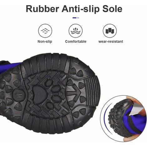 Bottes de Protection pour Chien Ensemble imperméable, Chaussures Chien antidérapantes avec Boucle adhésive Sangles réfléchissantes Chaussures Chiens Chaudes résistantes pour Les Chiens Bleu L