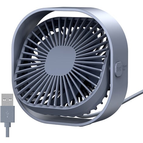 Mini ventilateur de bureau argent - 5V - D13cm - Rechargeable USB - Sans Fil