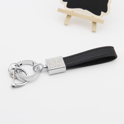 Porte-clés de voiture en cristal pour femme, porte-clés en cuir véritable  avec strass Bling et 2 porte-clés pour porte-clés de voiture