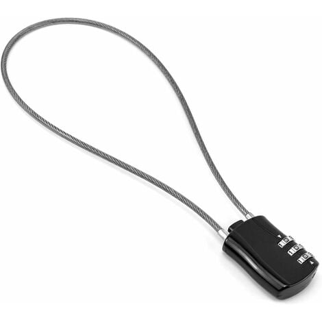 Câble antivol rétractable, cadenas à combinaison numérique avec câble de 41  cm compatible avec les valises de moto, vélo snowboard, skis, noir