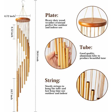 10-Tube Bois Bambou Carillon Wind Multi-Tube Musique Carillon