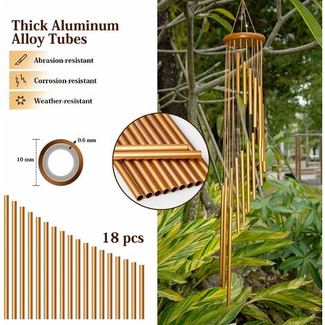 Sonnette magnétique intérieure extérieure en bois massif carillon à vent  facile à installer jardin