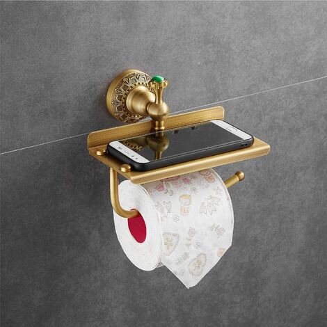 Tiger Carv Porte-rouleau papier toilette avec tablette Noir