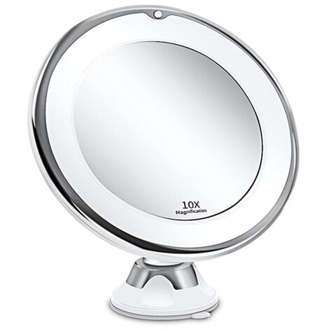 Miroir Grossissant 10x Lumineux LED avec Forte Ventouse, Batterie - Miroir  Maquillage avec Lumière Naturelle Dimmable pour Les Salles de Bain(Blanc)