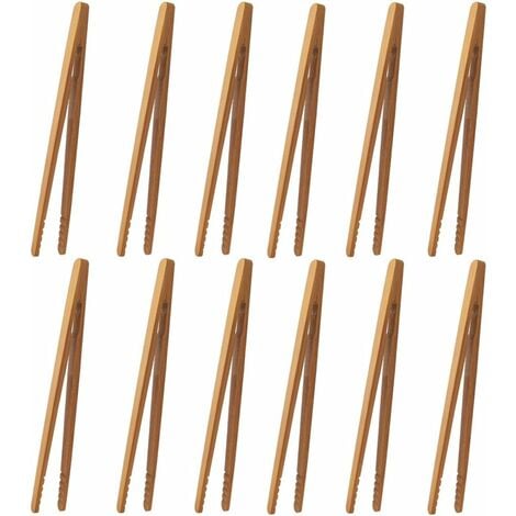 Pinces en Bambou，12 Pcs Pinces de Cuisine en Bambou Pinces à Pain