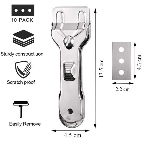 Ainiv Grattoir Pour Table De Cuisson En Verre, Y Compris 20 Lames De  Grattoir De Rechange, Grattoir De Nettoyage Multi-usages Pour Gratter Les  étiquettes, Décalcomanies, Autocollants, Calfeutrage : : Bricolage