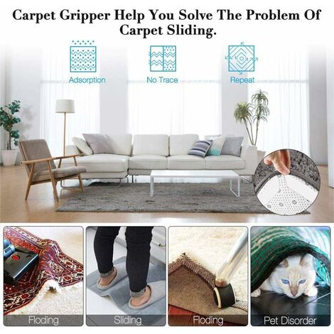 Pinces à tapis antidérapantes pour sols en bois dur, bande antidérapante  pour tapis, pinces à tapis dans les coins 