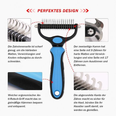 Brosse à sous-poil pour chiens et chats à poils moyens à longs - Brosse à sous-poil contre les nœuds et sous-poils